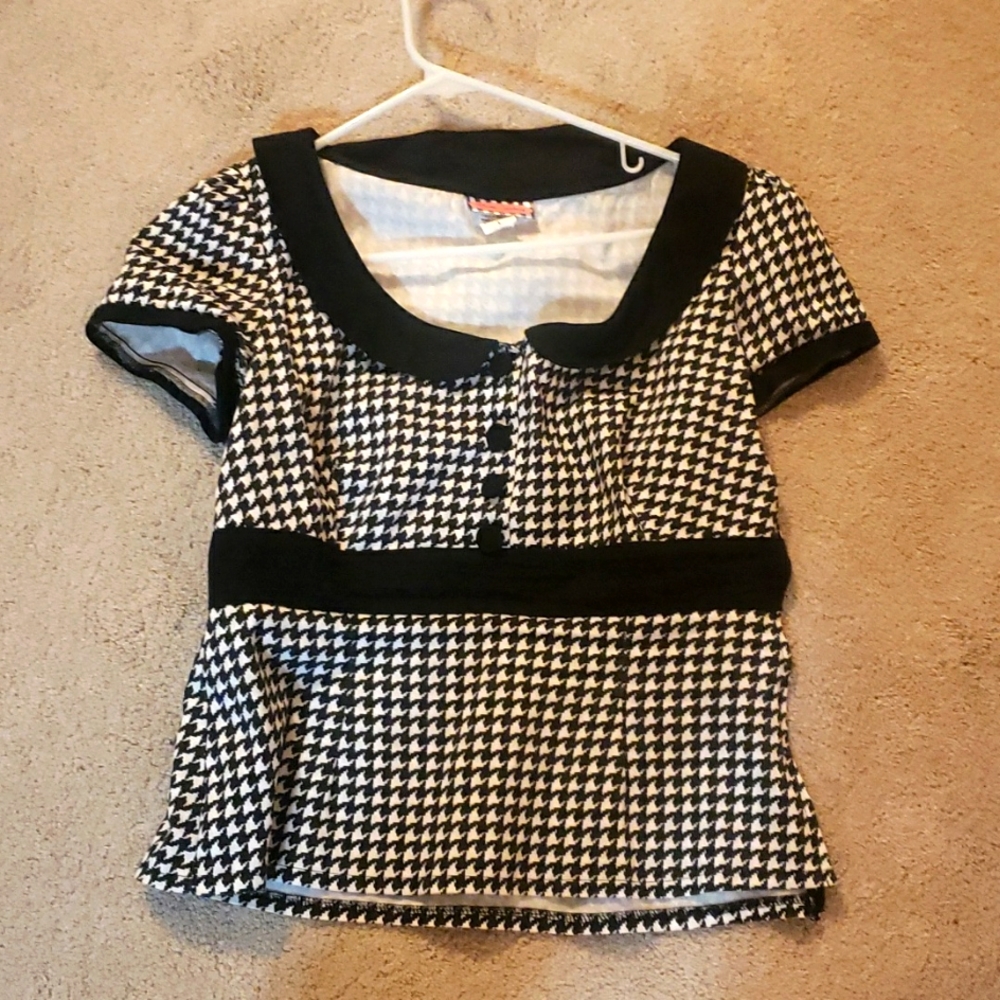 Women's Houndstooth Top sz L